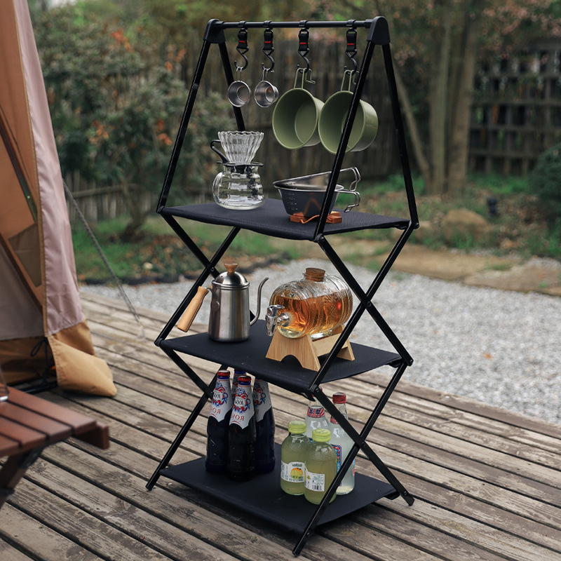 Outdoor Aluminum Alloy Multi-Layer Storage Rack Foldable Storage Rack Portable Clothes Hanger