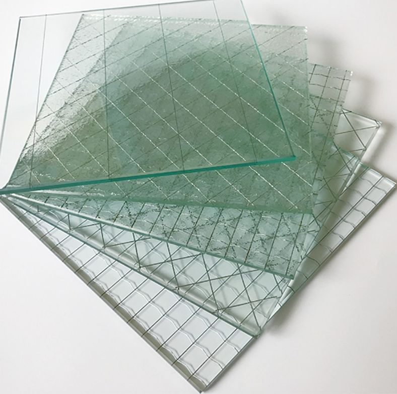 Nashiji Rolled Patterned Steel Wire Filament Wired Safety Glass