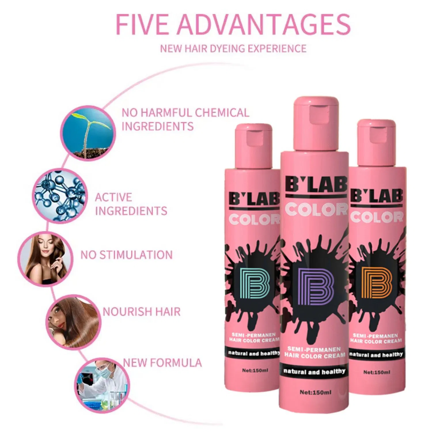60 Colors Hair Color Professional Cover Grey Hair Semi Permanent Color Cream