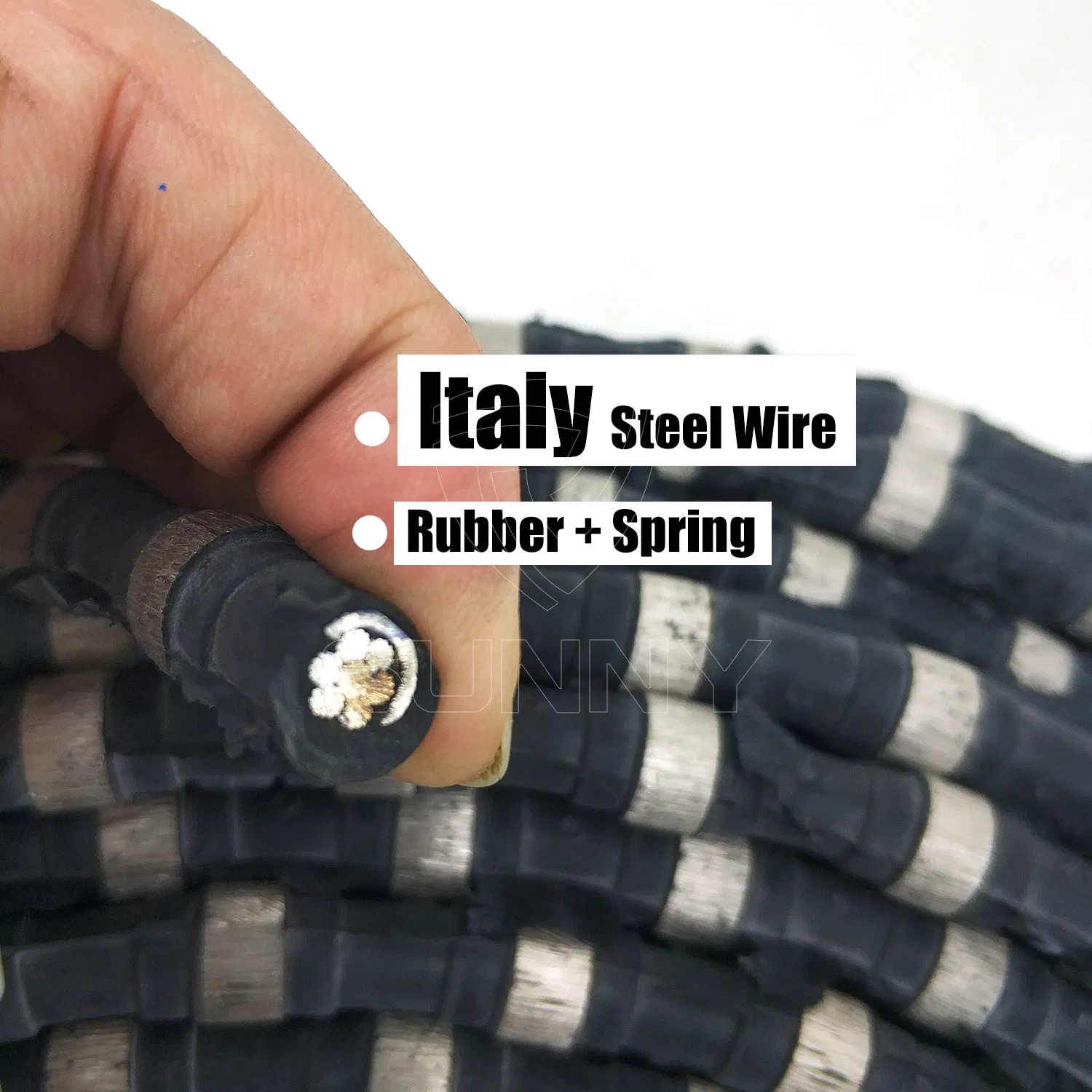 Factory Direct 11.5mm Rubber Coated Quarrying Diamond Wire Saw Rope for Russian Market