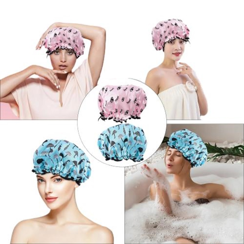 Hot Sale Double Layer Eco-Friendly Printed High Quality Hair Shower Cap