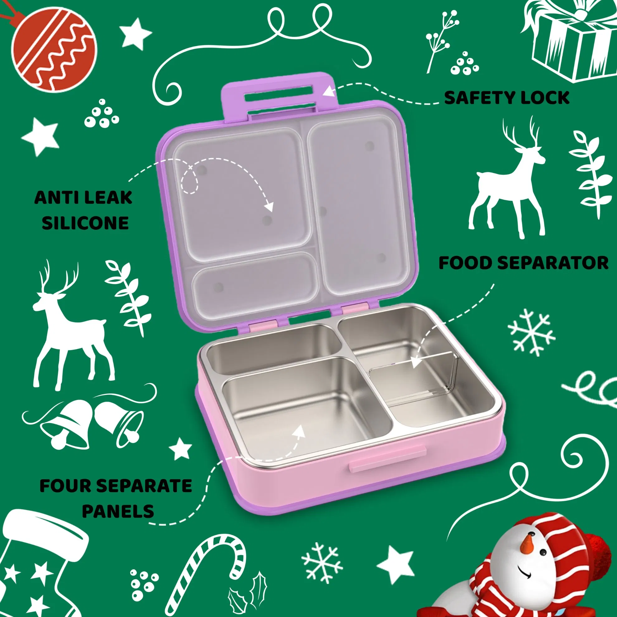 Aohea High Quality Leakproof Portable Durable Bento Lunch Box for Kids