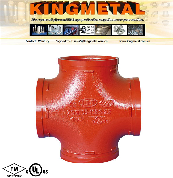 UL Grooved Coupling 4 Way Ductile Iron Threaded Cross Grooved Quick Coupling