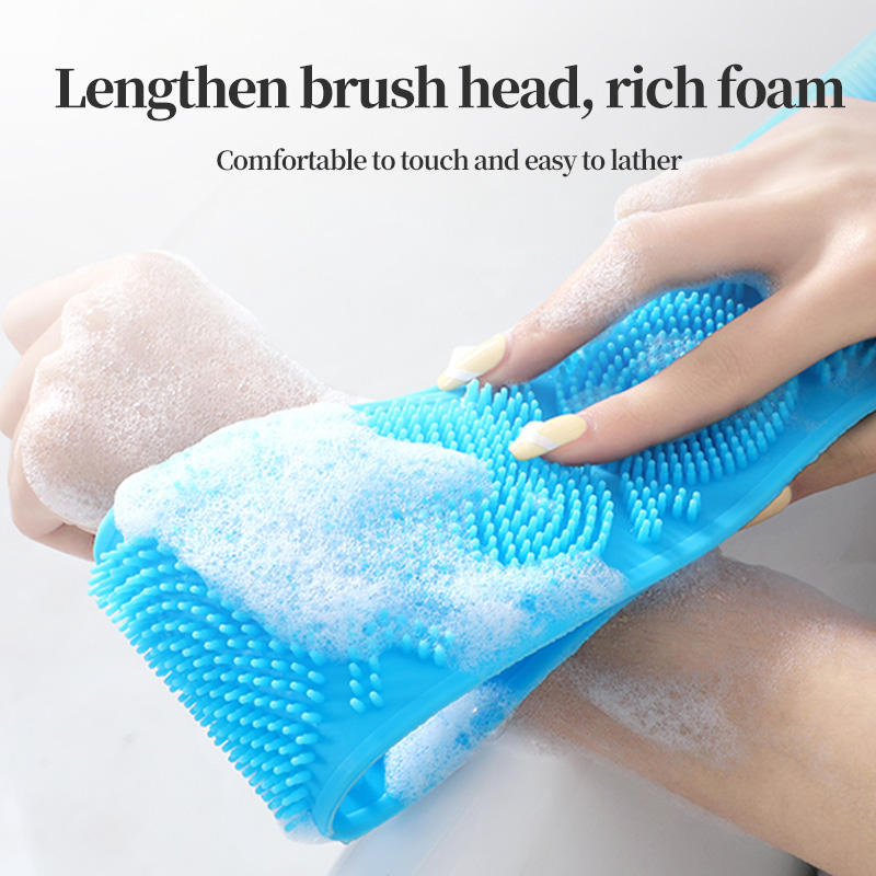 Custom Brushes Sponges Wholesale Soft Exfoliating Long Body Scrubber Silicone Bath Brush