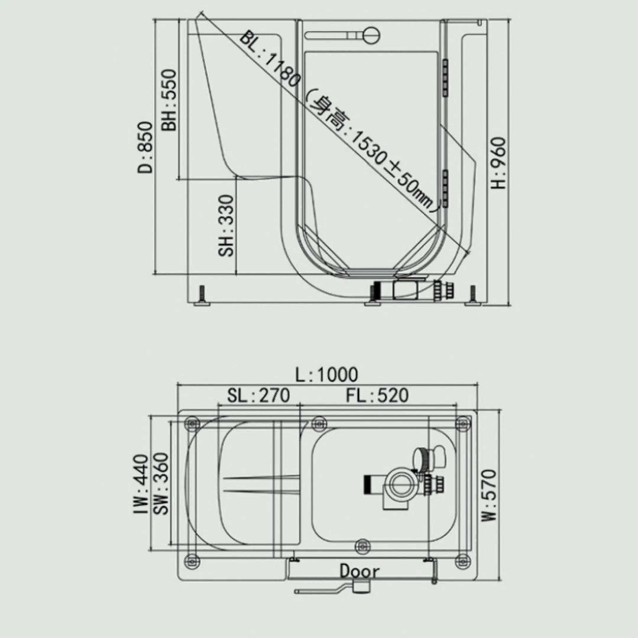 Ortonbath Walk in Bathtub Rectangular Soaking Tub Freestanding Bathtubs Grab Bars 1 Shower Head Acrylic Material Left Side Door