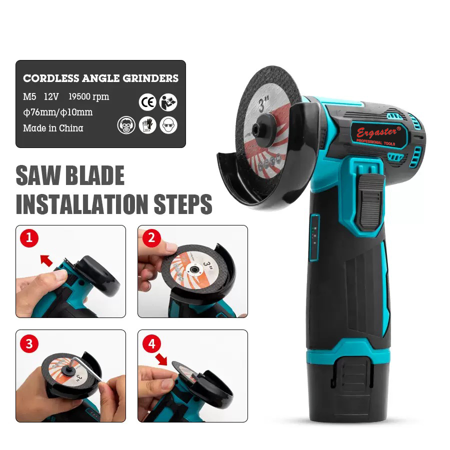 Cordless Mini Angle Grinder Kit Tool for Metal, Wood, Tile, Home & PRO Use