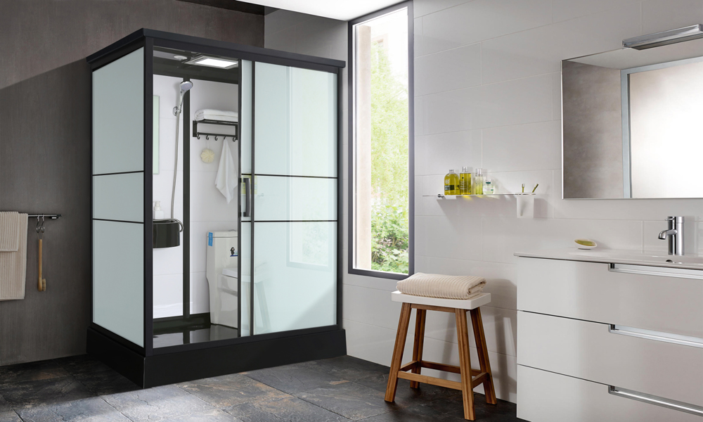 Tempered Glass One in All Portable Bathroom Modular Pods Luxury Sanitary Ware