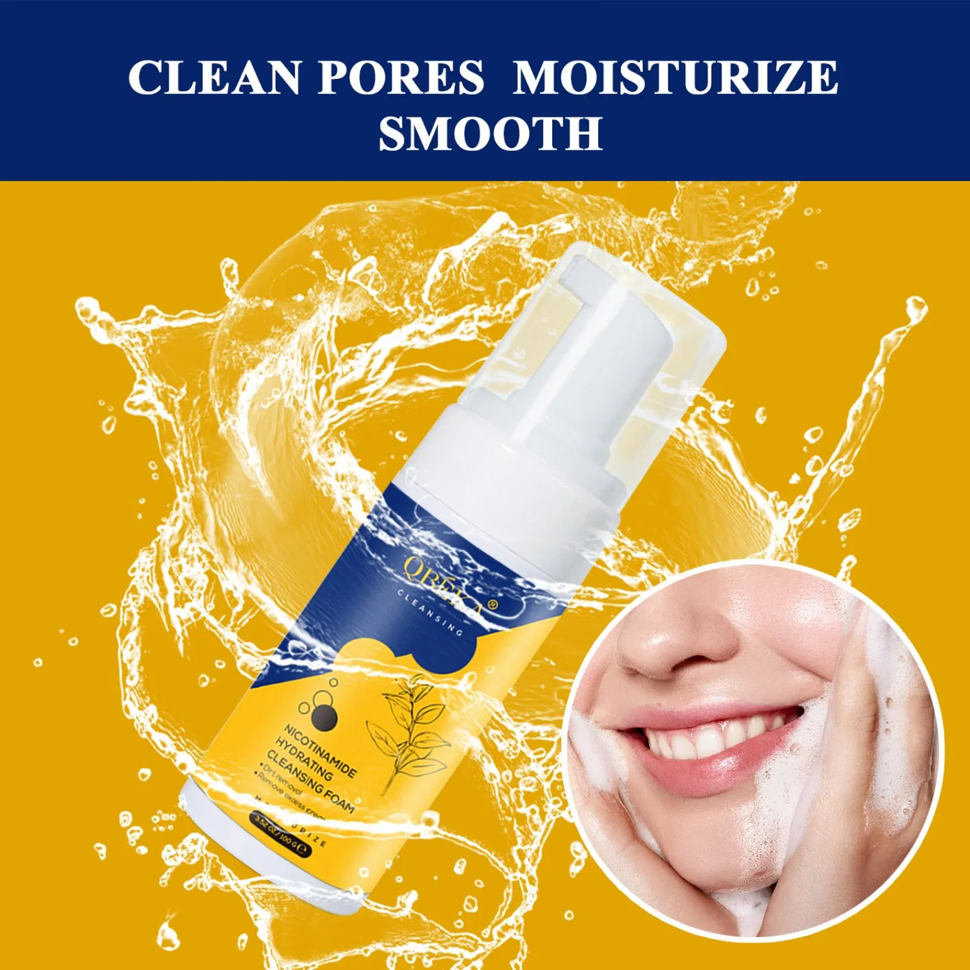 Qbeka Moisturizing Foam Cleanser Non-Irritation Face Washer-Creating Moisture Barrier After Cleaning