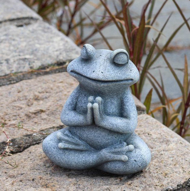 Garden Landscape Resin Crafts Yoga Dog Sculpture Outdoor Decor Gray Yoga Frog Statue