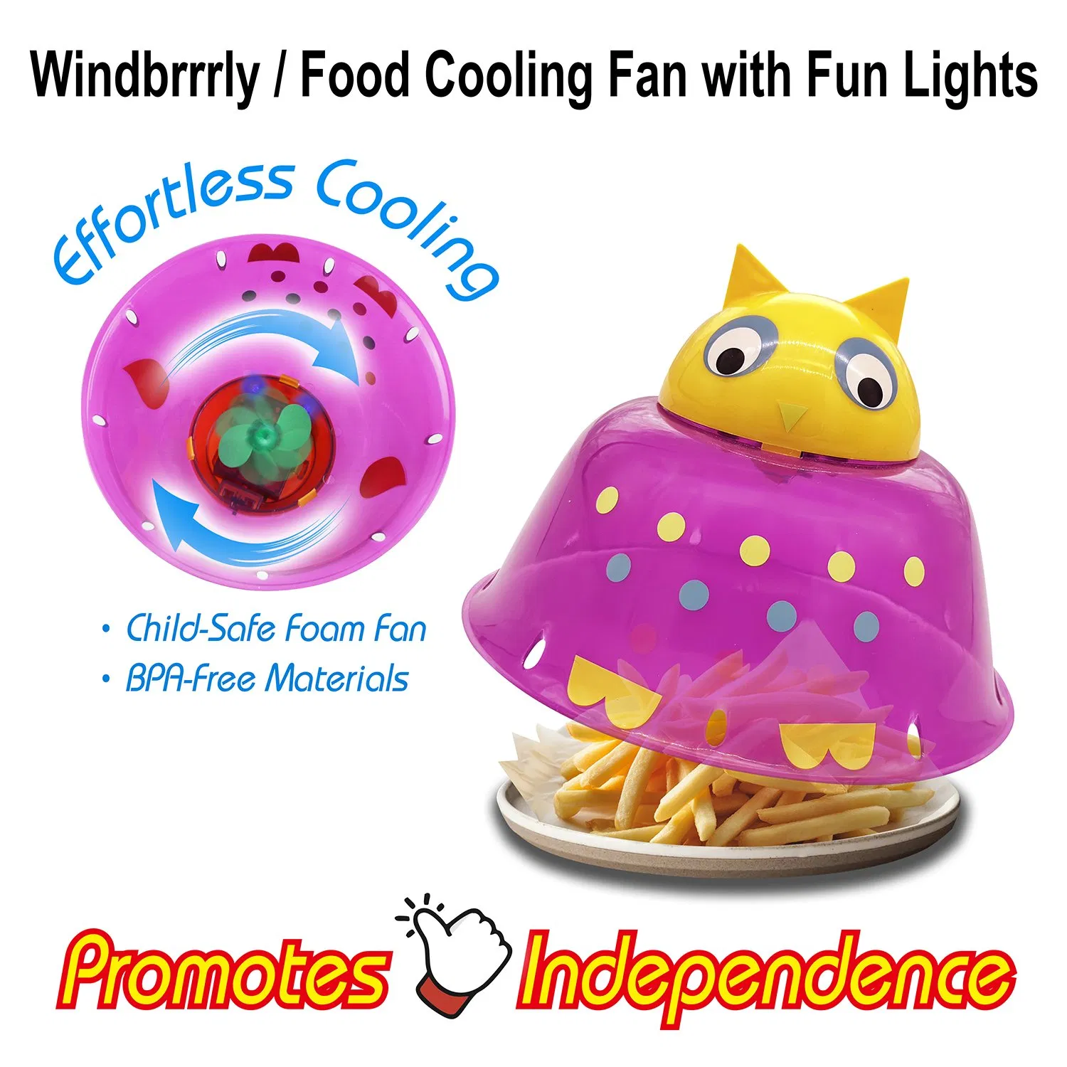 Windbrrrrly Food Cooling Fan with Fun Lights for Kids