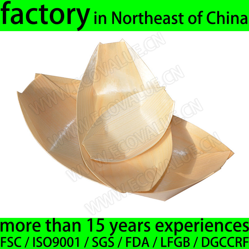 Disposable Wooden Boat Shape Container for Japanese Sushi