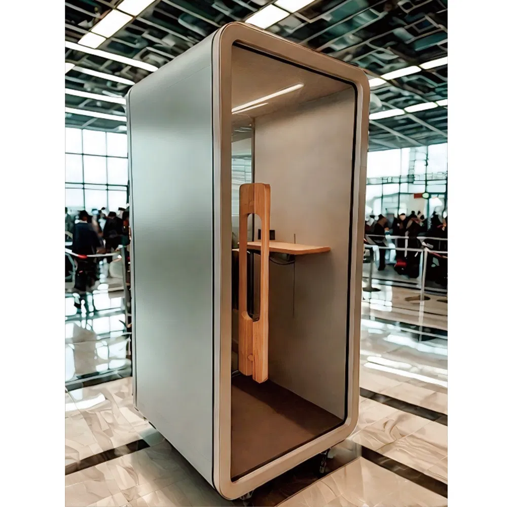 Soundproof Office Booth: Sleek Design with Aluminum and Glass Materials
