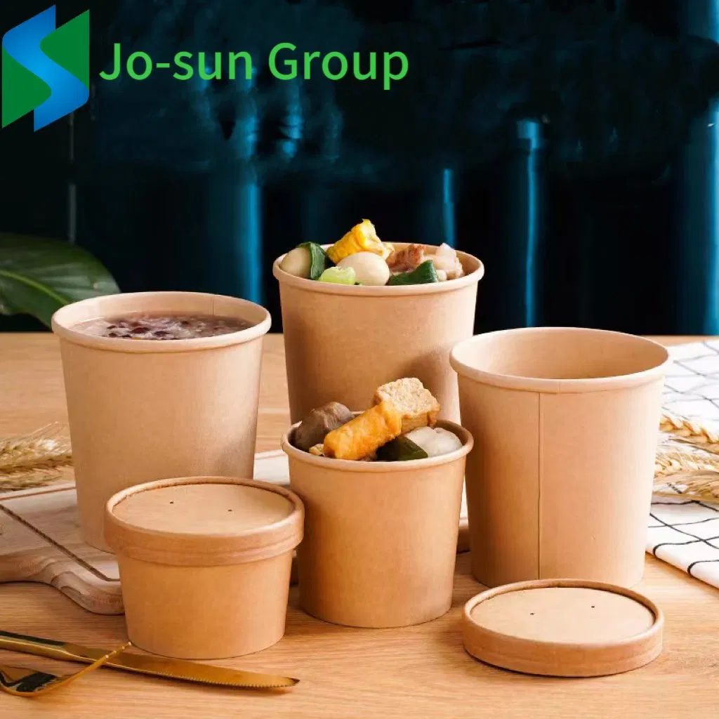 Round Kraft Paper Salad Picnic Camp Sauce Seasoning Portable Bowl Food Packing Containers Box with Lid