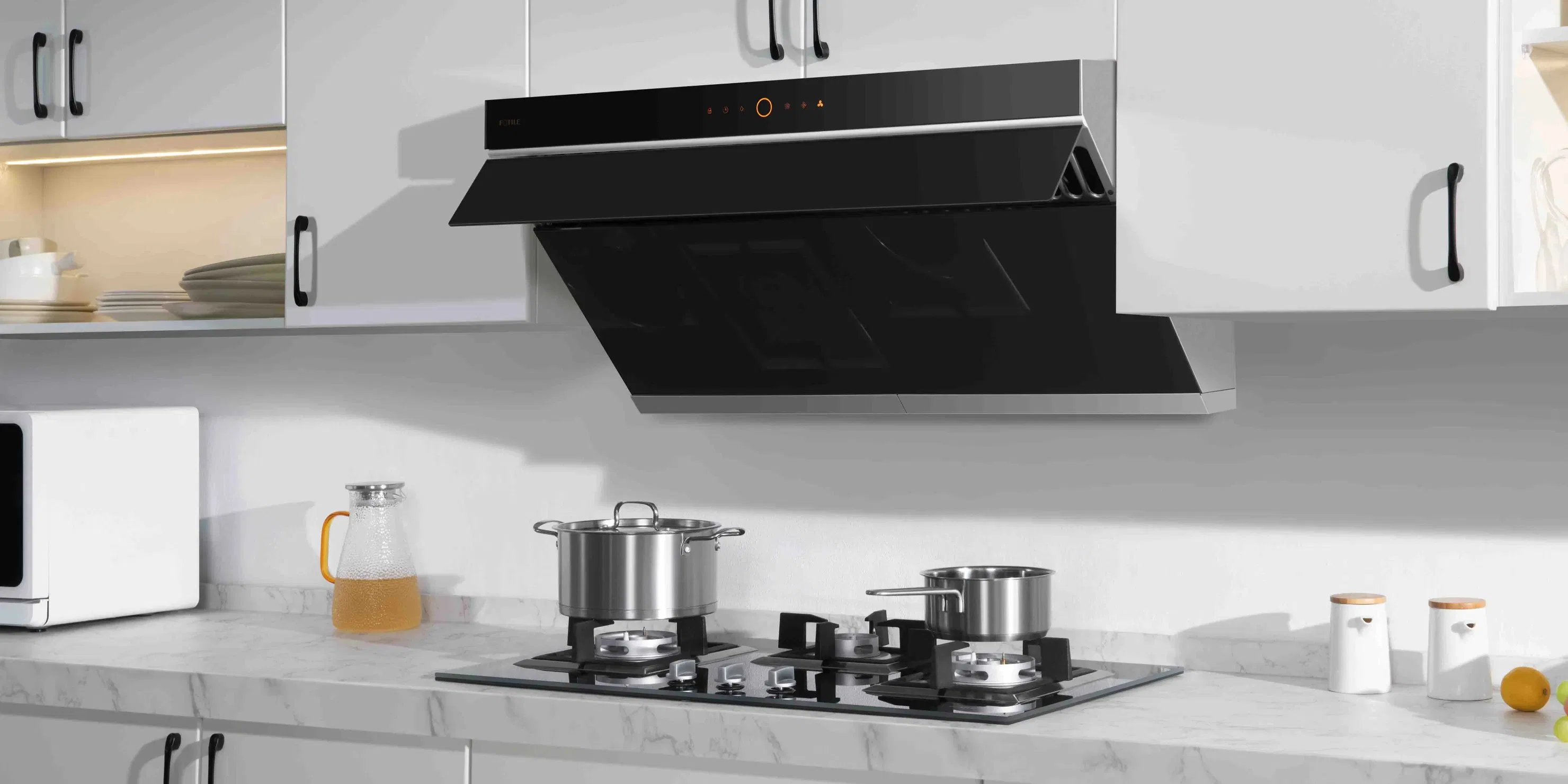 Kd81A Round Shape Black Inox Household Range Hood