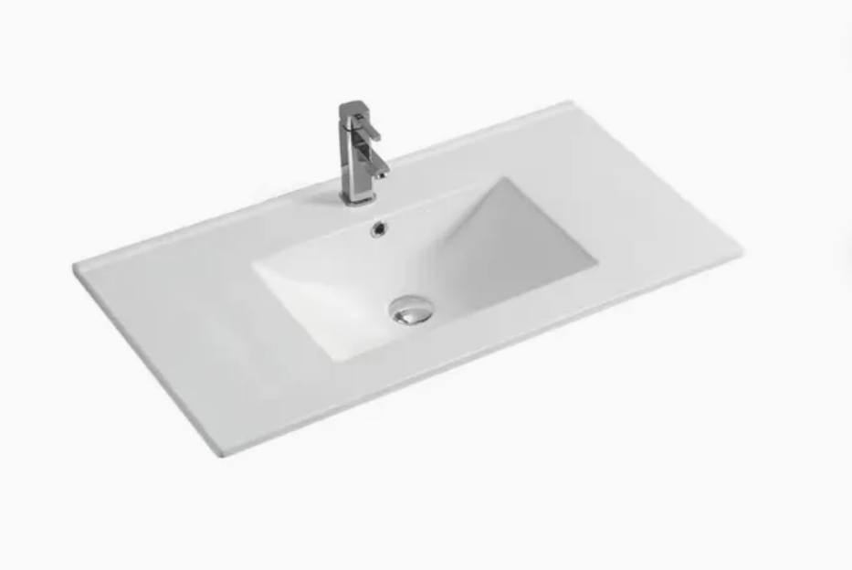 Большая керамическая раковина с тумбой для ванной