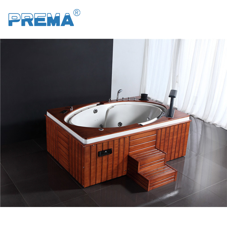 Акриловая гидромассажная ванна с дубовым краем