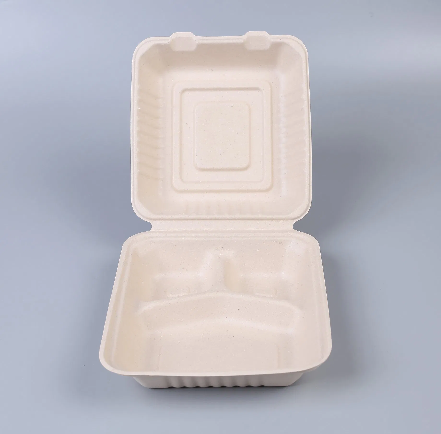 Microwaveable and Compostable Sugarcane Bagasse Lunch Box Food Packaging