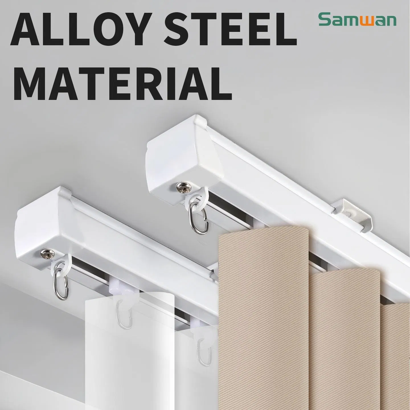 Modern Style Aluminum Alloy Square Curtain Track for Conference Room Window Shading