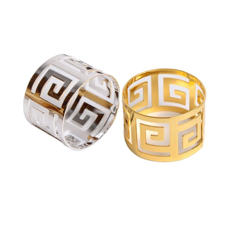 Wholesale Custom High Quality Gold Silver Kirsite Metal Wedding Dinner Napkin Ring