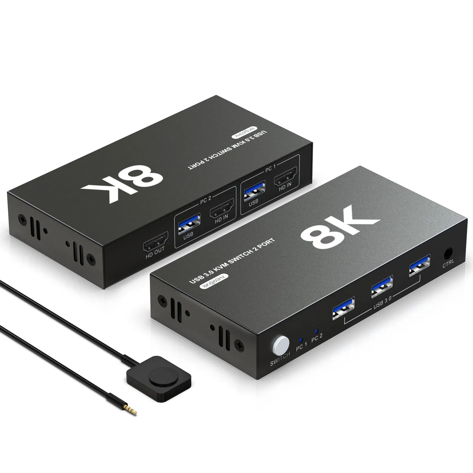 8K VGA DVI Displayport Kvm Switch for 2 Computers Share 1 Monitor USB 3.0 Kvm Switches PC Support 8K@60Hz 4 USB Devices