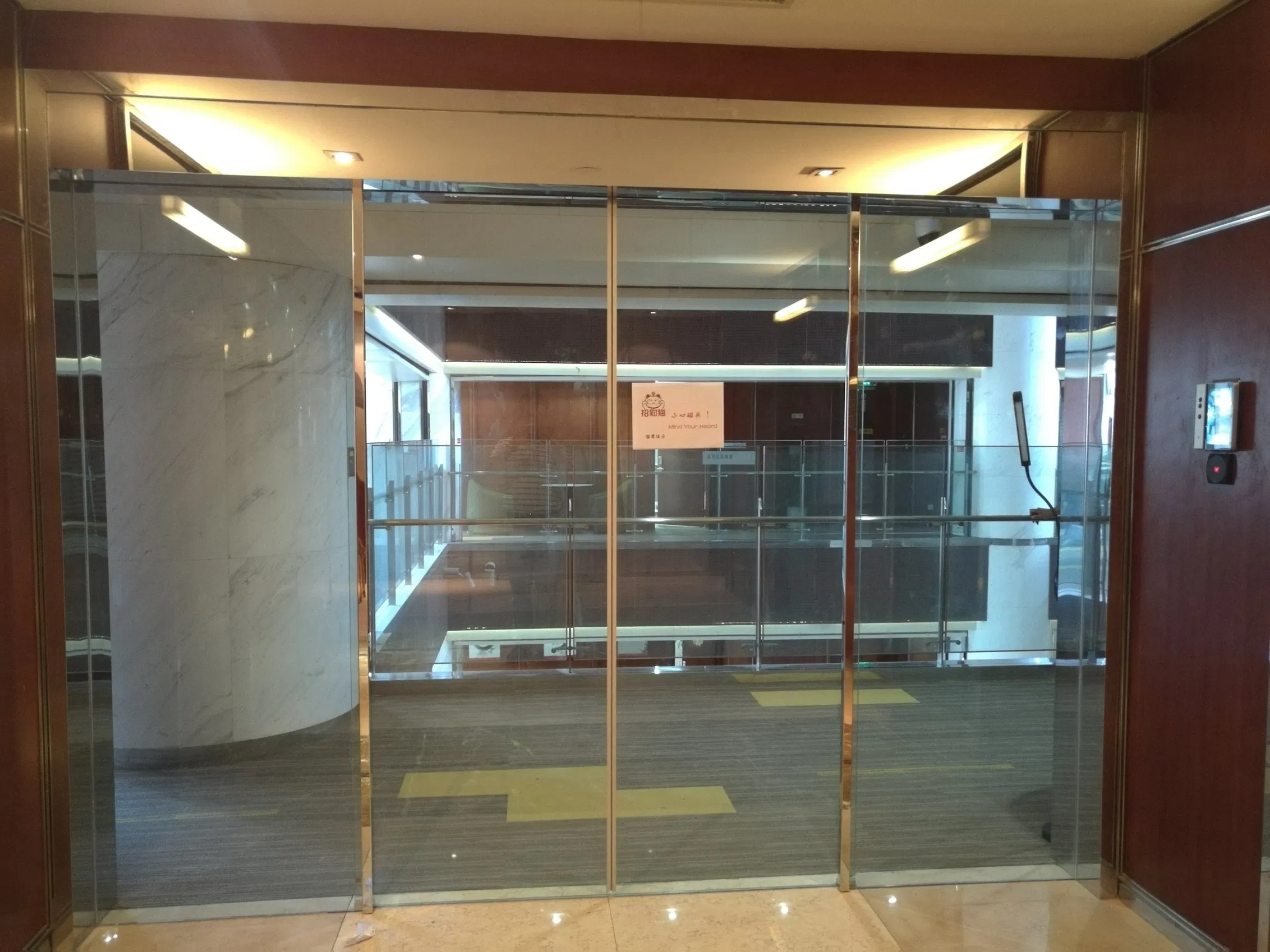 Automatic Sliding Sensor Glass Door, Aluminum Frame, with Fire-Alarm Terminal