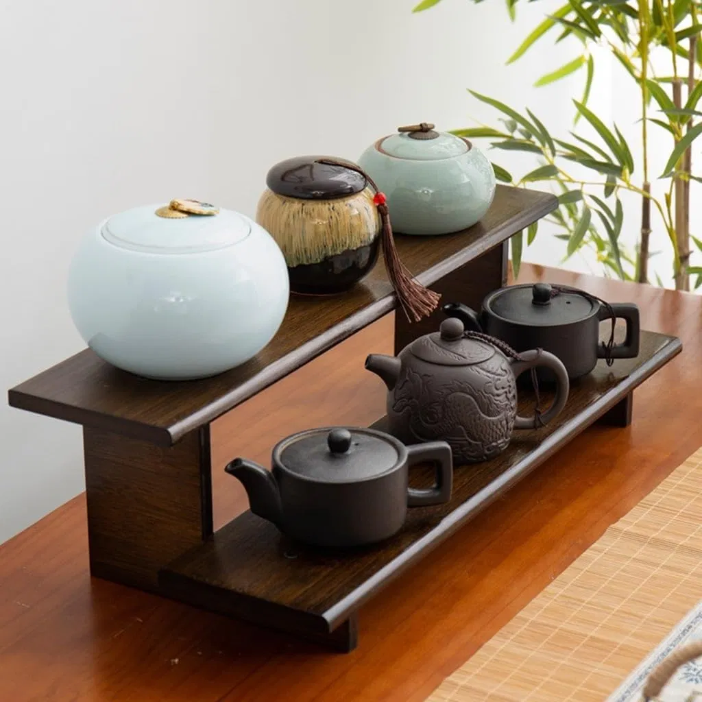 Bamboo Household Three Size Brown Green Plant Display Rack