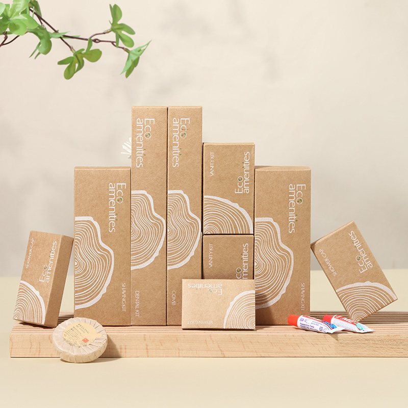Hotel Amenities High Quality Disposable Sewing Kit Eco-Friendly Kraft Paper Box