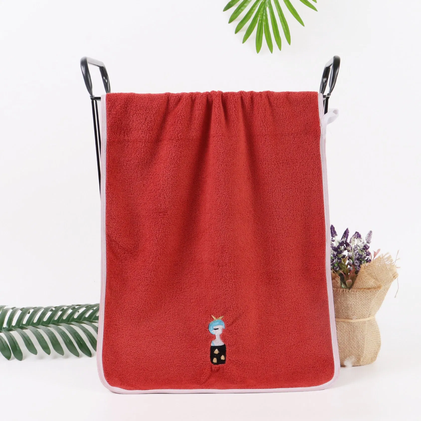 Customised Embroidered Logo Hotel Microfiber Shower Drying Bathing Towel