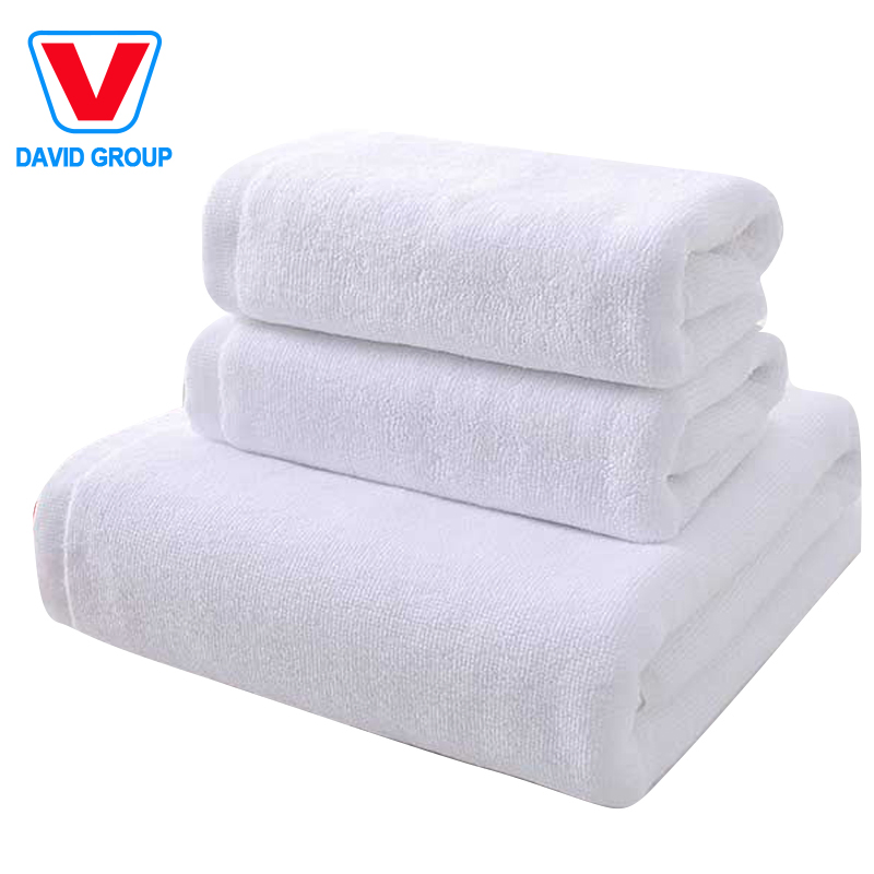 High Quality Hotel Custom Embroidered Logo White Cotton Bath Towel