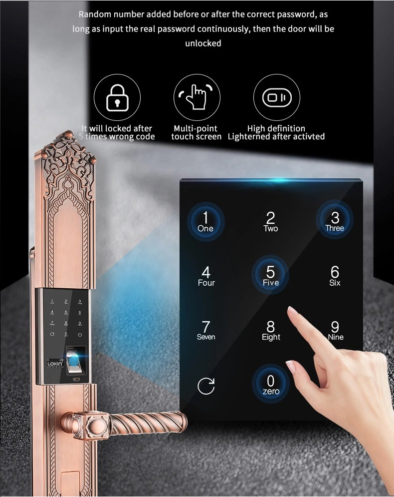 Luxury Fingerprint Passward Entry Door Handle Keyless Smart Lock