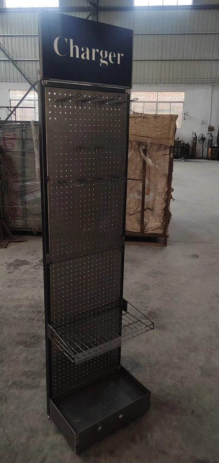 Flat Advertising Head Perforated Metal Pegboard Tools Exhibition Display Stand