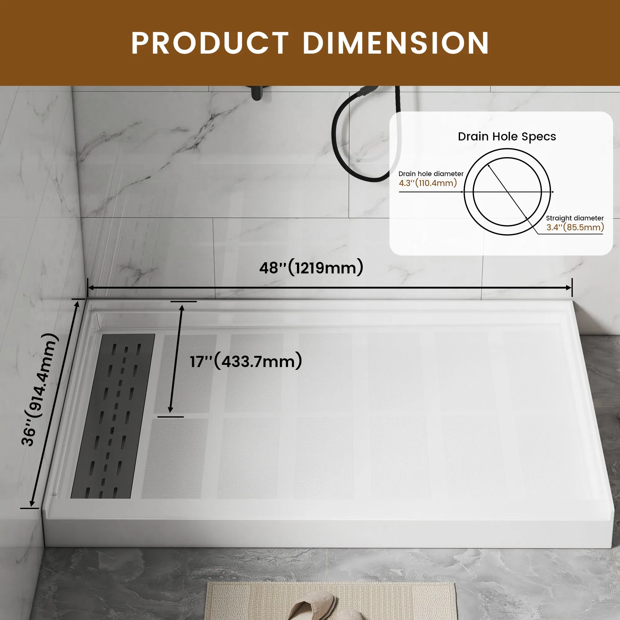 High-Quality SMC FRP Easy-Install Anti-Slip Sturdy Bathroom Shower Base Tray