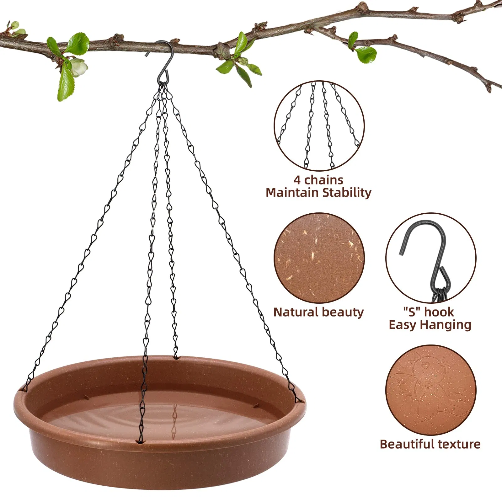 Bestseller Hanging Bird Bath Outdoors Green Garden Ornaments