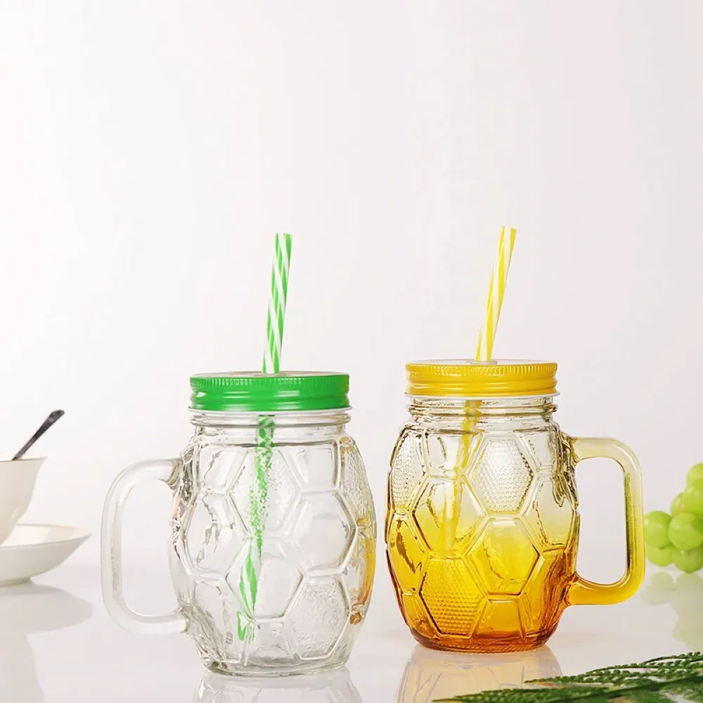 Бокалы-мейсон с ручками, крышками и трубочками