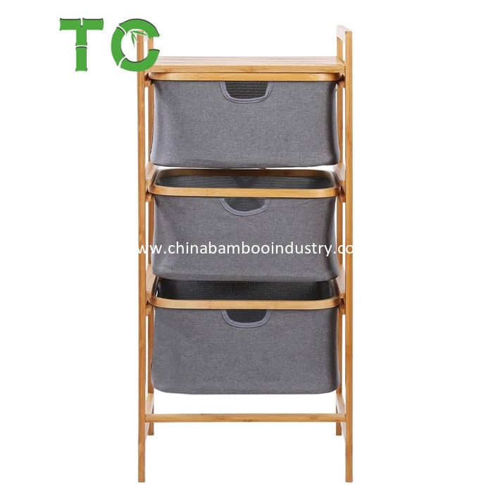 Hotselling Large Bamboo Laundry Basket Laundry Basket with Shelf Laundry Hamper Sorter Bathroom Storage Rack Laundry Storage Basket