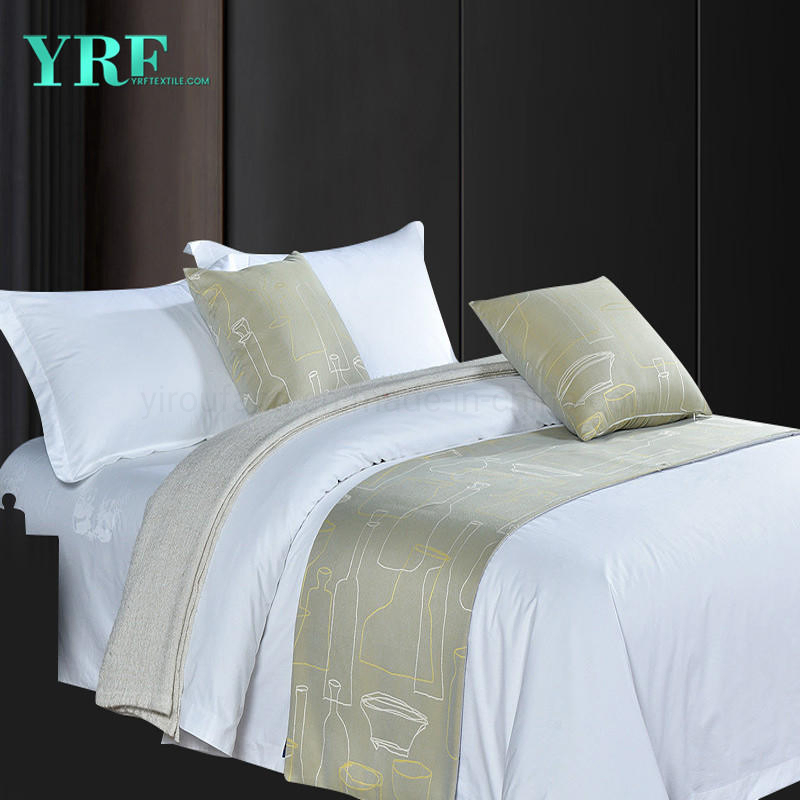 High-End Guest Room Simple Linen Printing Design Sandy Brown Decoration Bed Flags