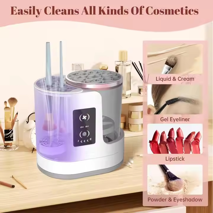 Electric Make up Brush Cleaner and Dryer Makeup Brush Cleaning Machine Automatic Cosmetics Brush Cleaner with Drying Function