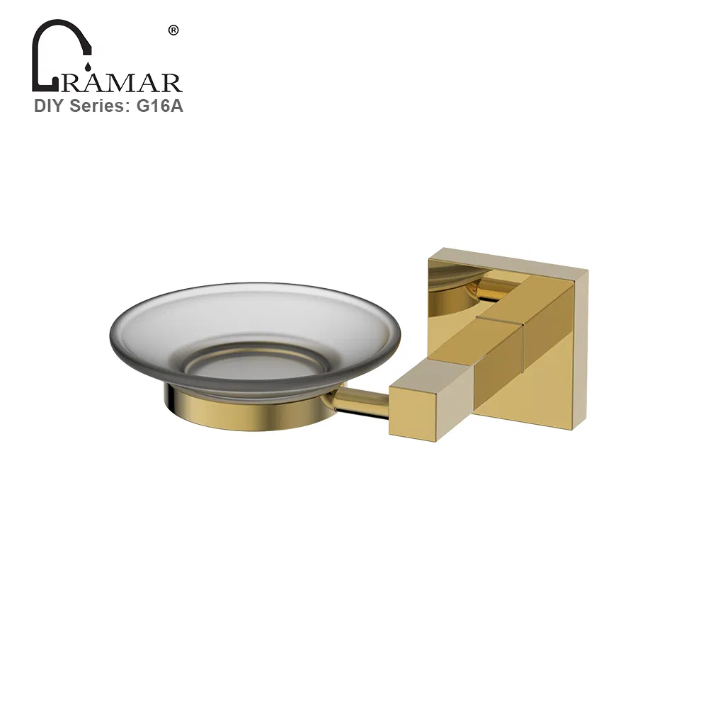 Мыльница настенная из латуни с матовым стеклом