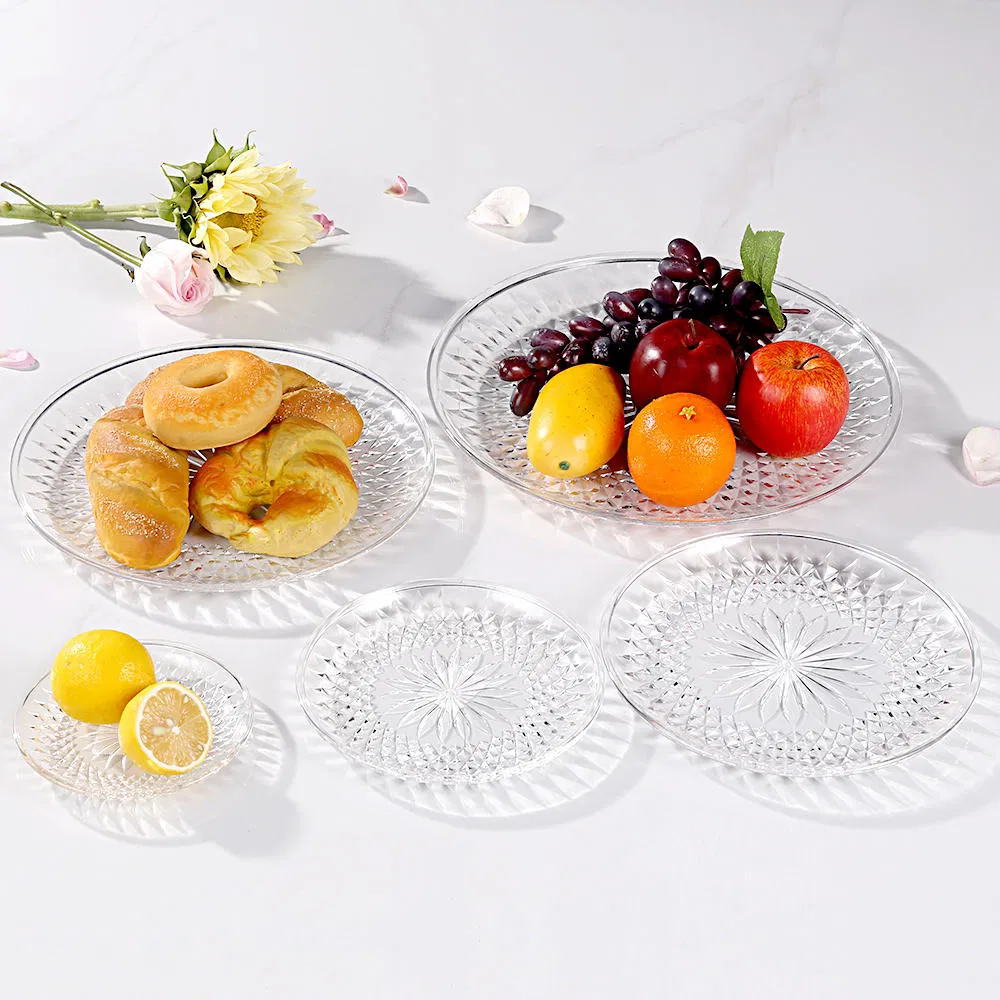 Plastic Fruit Plate - Diamond Pattern Lightweight Stackable Serving Platter