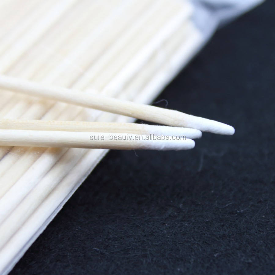 Disposable One Head Cotton Swabs Pointed Sharp Tip Wooden Stick Cotton Swab
