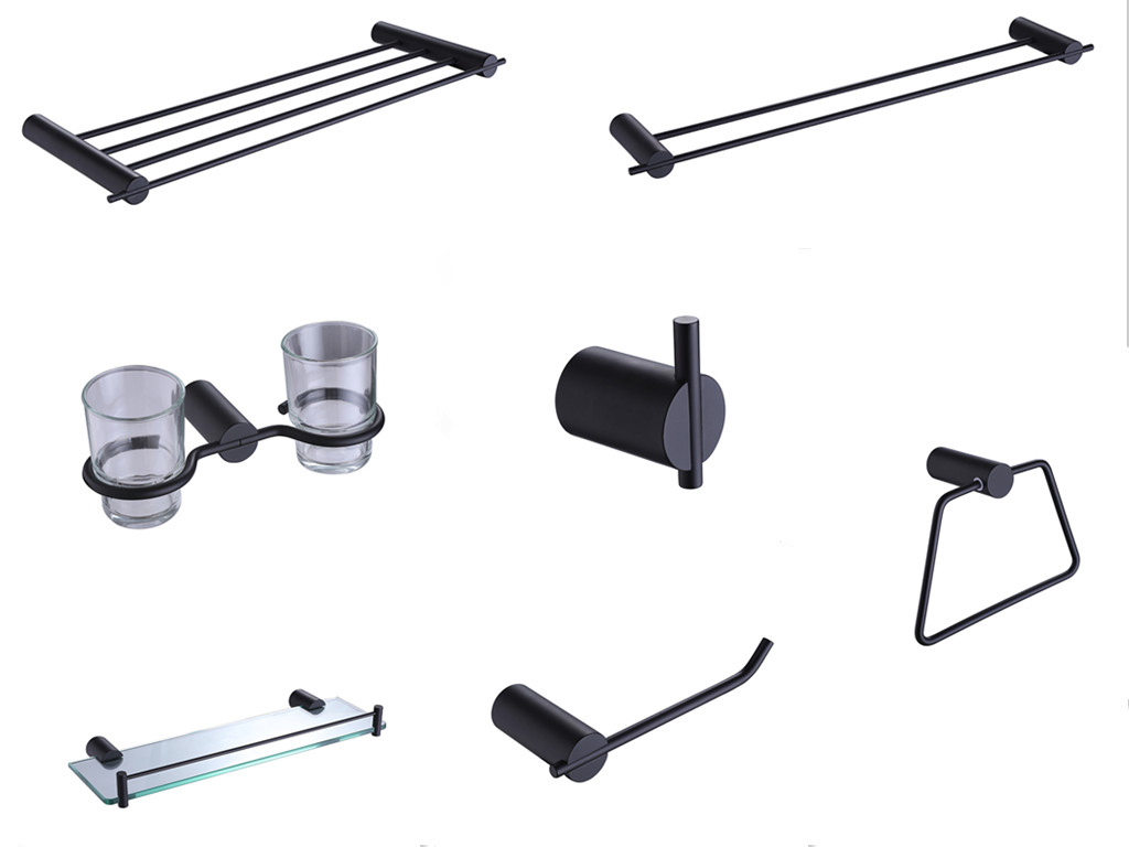 Комплект держателей для ванной SUS304: полотенцесушитель, держатель туалетной бумаги, кольцо