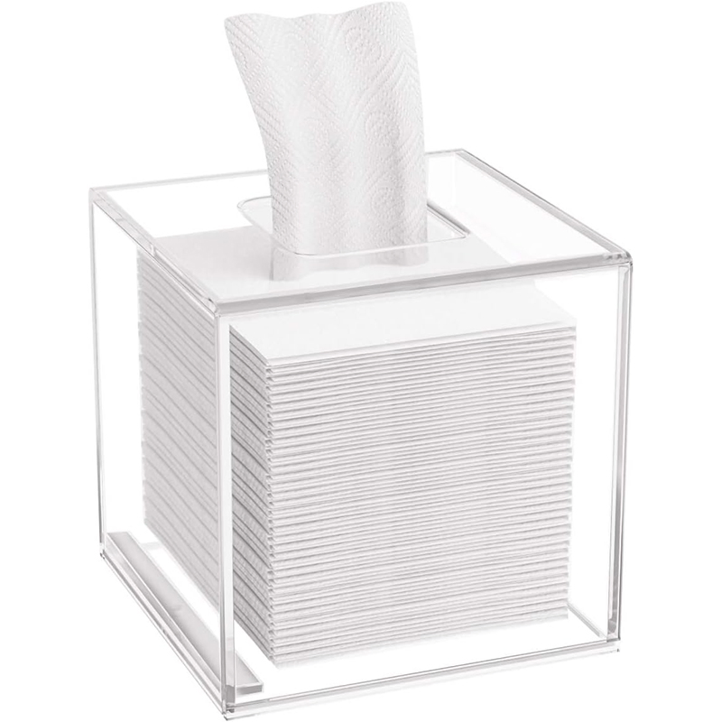 Acrylic Tissue Box Cover Decorative Square Tissue Holder Napkin Dispensert for Bathroom