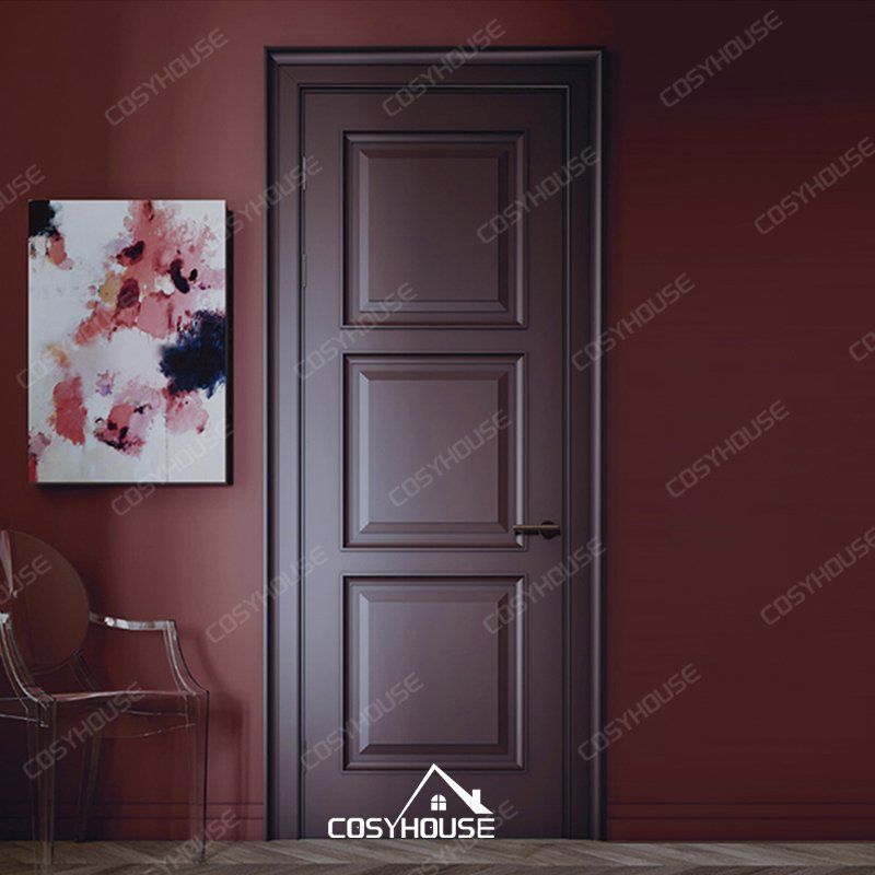UL Listed Fireproof Wooden Door with French Panel Design for Apartments and Hotels