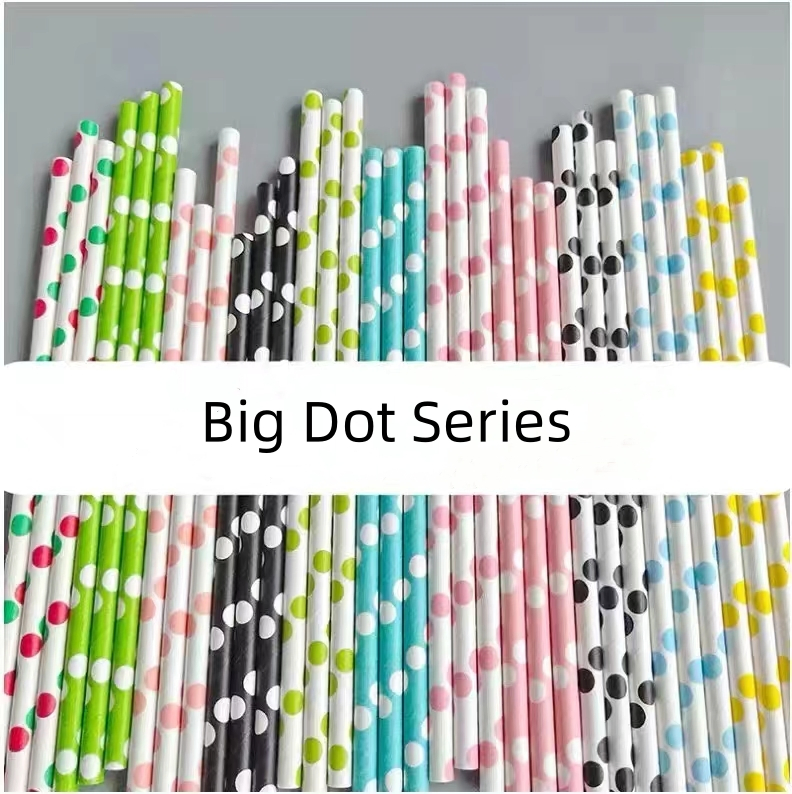 Wholesale Color Disposable Straws Degradable Paper Red and Green Mixed Christmas Series