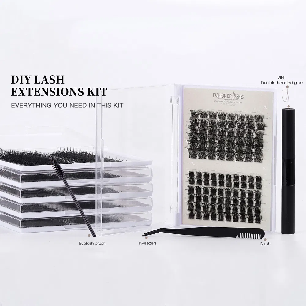 Private Label Cheap Fake Eyelashes Best Pre Cut Segment False Lashes DIY Faux Eyelash Extensions Kit