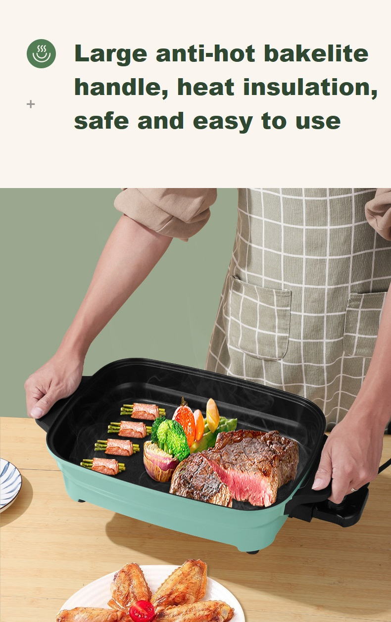 Electric Pot Cooking Steam Square Fish Frying Pan Omelet BBQ Hot Pot