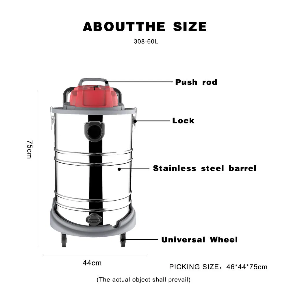 Large Capacity Industrial Heavy Dust Turnover Tank Vacuum Cleaner Wet Dry Cleaner Machine for Floor