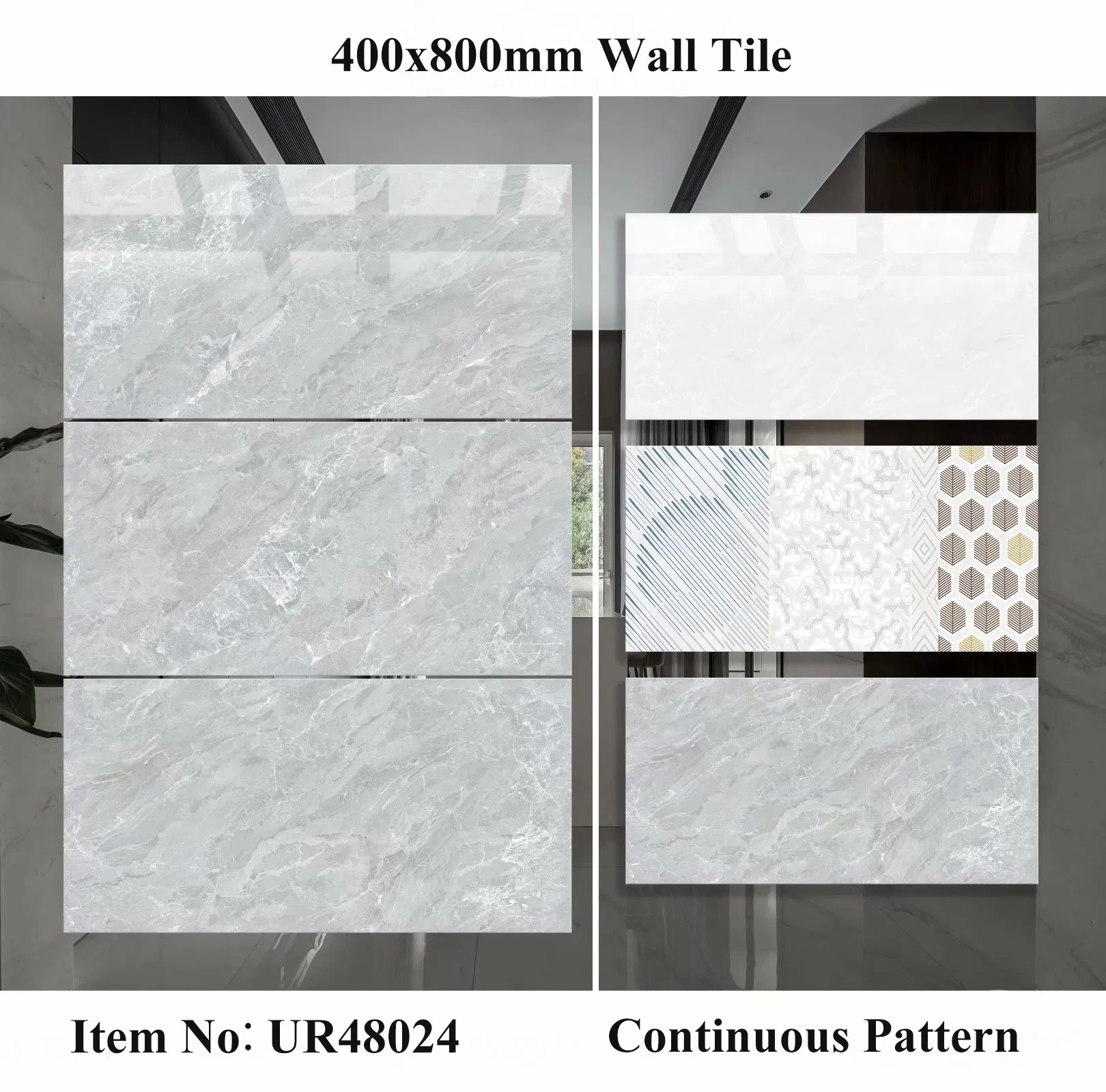 Foshan Quality Building Material Decoration 400X800mm Glazed Porcelain Ceramic Bathroom Flooring Wall Tile