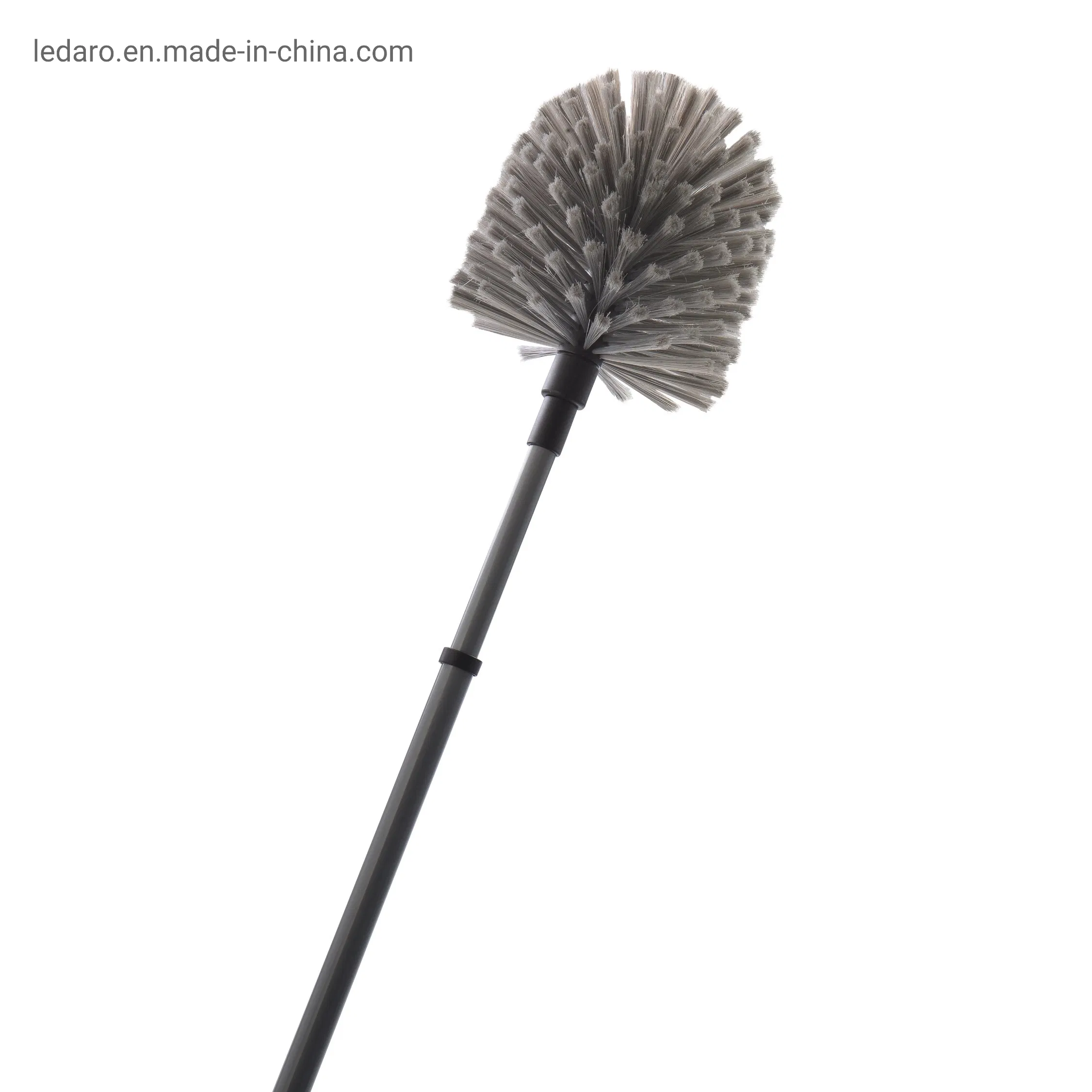 Durable Flexible Heavy Duty Cobweb Broom with Long Metal Telescoping Pole and Hard Pet Bristles for Ceiling Cleaning
