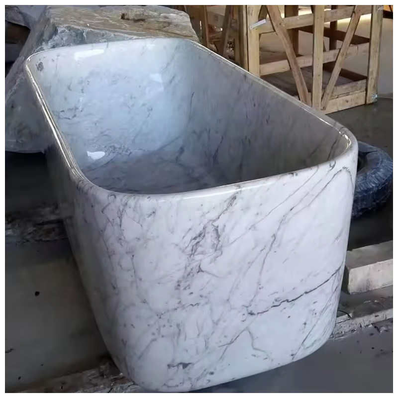 Freestanding Bianco Carrara White Marble Hotel Soaking Tubs
